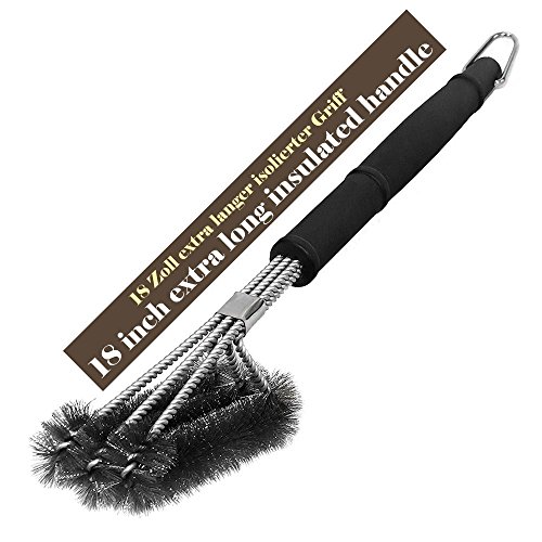 FOWLAN ® 3 in 1 BBQ Grill Brush, 360 Degree Cleaning System, 18 Extra Long Thermal Polypropylene Handle Long Lasting Woven Stainless Steel Wire Brush Outdoor and Camping Grill Brush, Perfect for Barbecue, Gas and Electric Grill - 3