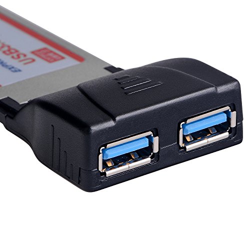 qobobo® 2 Ports USB 3.0 Super Speed PCMCIA Express Card Karte (34mm / Kompatibel mit Windows 7, 8, 10) für Notebook Laptop, USB 3.0 Hub intern - 4