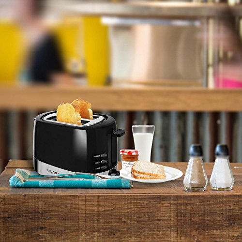 Aigostar Brotchen Black 30HIL – Toaster mit zwei Toastkammern, schwarz. 850 Watt. BPA-frei. Exklusives Design. - 2