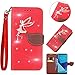 Produktbild Ledertasche für HTC M9,Hülle für HTC M9,Leeook Luxus Kreative Retro 3D Diamant Glitzer Bling Strass Rot Fee Fairy Mädchen Blatt Muster Design Strap Flip Cover Tasche Tasche Handyhülle Schutzhülle Schutz Brieftasche Hüllen Magnetverschluss Telefon-Kasten Handyhülle im Bookstyle mit Standfunktion und Karte Halter für HTC M9+ 1 x Schwarz Eingabestift-Red