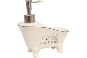 Biscottini Dozownik mydła łazienka kształt wanny 17 x 18 cm - porcelanowy dozownik mydła - pojemnik na mydło w płynie z uchwytem na mydło