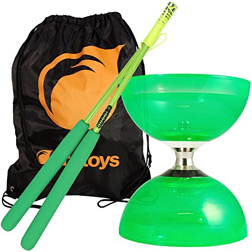 Verde ciclón cuarzo 2 Diabolo Diabolo y verde Superglass palillos Set con bolsa de FT