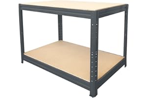 ‎HEMMDAL HEMMDAL Werkbank Typ M | 1.200 kg Tragkraft | HxBxT 87 x 120 x 60 cm | anthrazit | 12 mm Starke Holzspan-Arbeitsplatte | schnelle Steckmontage | stabile Profi-Werkbank aus Metall | Made in EU