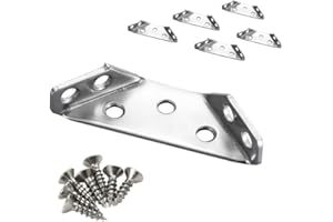 NestNook Narożniki ze stali nierdzewnej ze śrubami do naprawy mebli, wsporniki kątowe Wspornik narożny łączący perforowany wspornik metalowy (6 szt)