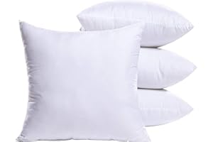 MIULEE Lot de 4 Coussins de Garnissage 45x45 cm Decoratifs pour Canapes, Oreillers Carrés Blanc 45x45 sans Housse, Intérieur Coussin Salon, Rembourrage Coussin
