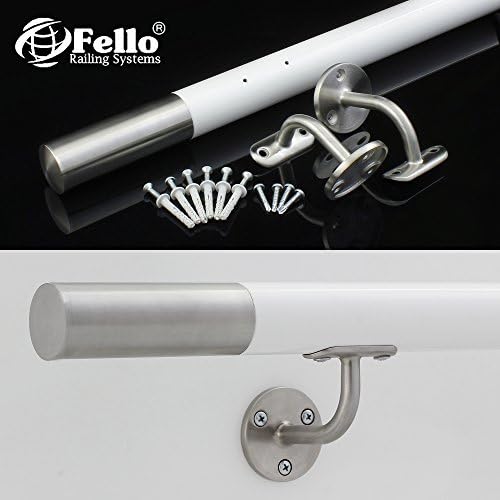 Fello Handrail Stainless Steel White Staircase Bannister Balustrade Hand-Rail Plain Ends (350 cm)