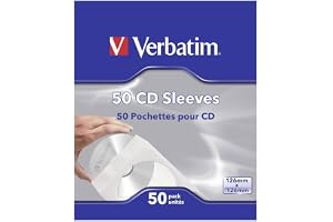 Verbatim CD-fodral, stängbara pappersfickor för CD, DVD och Blu-Ray, med transparent fönster, 50 stycken, 49992