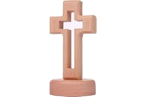 BOZHONG Stående kors i trä, ihåligt trä stående kors med bas, för kristen heminredning, religiös tro uppvisning