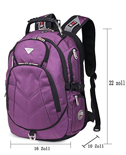 FreeBiz 18,4 Zoll Laptop Rucksack Notebooktasche Laptop-Tasche Rücksack Backpack Passend für bis zu 18-Zoll-Gaming Laptops für Dell, Asus, MSI, Alienware 18 Alienware 17 (Lila) Authentisch - 3