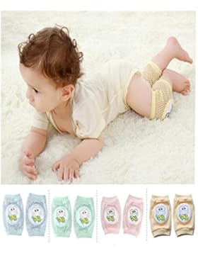 Hillento 4 Paar Baby kriechende Knie Pads super atmungsaktive einstellbare Karikatur Knieschoner Knie Ellenbogen...