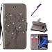 Produktbild EMAXELERS Samsung Galaxy S7 Hülle Glitzer Bling Wishing Tree Schmetterling PU Leder Flip Magnetisch Book Wallet Brieftasche Hülle für S7,Gray Wishing Tree with Diamond