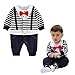 ZOEREA Newborn Infant Toddler Boy Babys Long-sleeved Cotton Gentleman Tuxedo Onesie Romper Jumpsuit Striped Bib Clothes with Red Bowknot