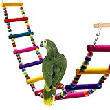UEETEK Juguete de ave colorida escalera, escaleras Flexible 12 puente de arco iris madera columpios para loros mascotas Trainning (Color al azar)