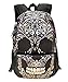 Produktbild Panegy 3D Druck Rucksack Schädel Druck Daypack Junge Skull Laptop Rock Stil Leinwand Schulrucksack für Freizeit Outdoor Sport Außflug Wanderrucksack - Muster 1