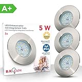 Für eine natürliche und großflächige Ausleuchtung Ihres Wohnraumes sorgen die festverbauten LED-Module, die mit einem Abstrahlwinkel von 110° und mit je 400 Lumen strahlen. Einbaumaße: Außen: Ø75mm - Einbautiefe: 30mm - benötigter Deckenausschnitt: Ø60