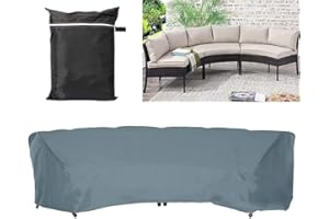 Garden Furniture Covers COOSOO Outdoor Sectional Curved Sofa Protector Covers waterproof for Half-Moon Couch Sets Sofa Furniture Cover Dustproof Windproof Anti-UV (483×110×92cm/190×43×36in, Gray)