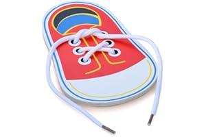 BESDIRECT Jouet de Chaussure de laçage en Bois, Apprendre à Nouer des Lacets en filant des Jouets éducatifs de motricité, Chaussures de laçage Jeu de société éducatif précoce pour Enfants