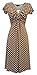 Produktbild Neue Slinky Damen farblich abgesetzter Rand 1940s WW2 Land girl, 50er Jahre Pin up Polka Dot Kleid Swing, Braun, UK 16