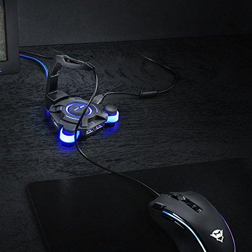 Trust GXT 213 - Hub con 4 Puertos USB con Elevador de Cable de rat  n  Iluminado