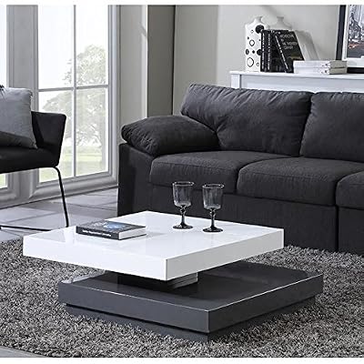 Générique VEGAS Table basse carrée pivotante 75cm blanc/gris