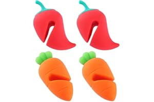 HOMSFOU 4pcs Silicone Lid Lifters Carrot Chili Shape Boil Over Stopper Pot Cover Holder for Kitchen Cooking Steam Releaser Safe Material
