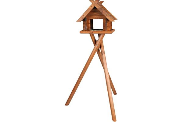 TRIXIE Mangeoire en Bois Massif avec Support, Bois de pin, 47 x 40 x 36 cm- 1,40 m, Marron