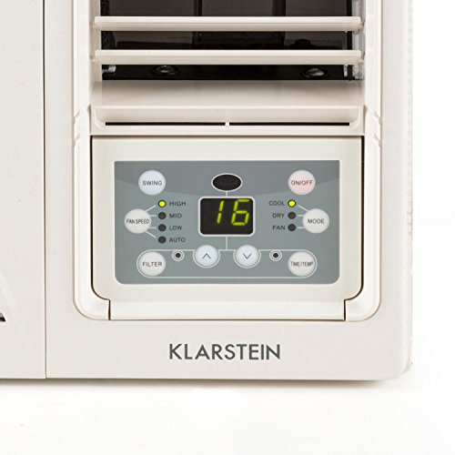 Klarstein • Frostik 12 • Fenster-Klimaanlage • Fensterklimagerät • Klimagerät • kraftvolle 12000 BTU / 3,7 kW Kühlleistung • 3 Betriebsmodi • Timer • 4-stufig integrierter Ventilator • integrierter Luftfilter • inkl. Fernbedienung • Kältemittel R32 • weiß - 7