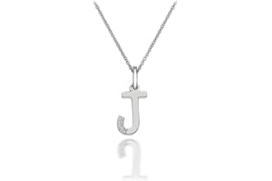 Hot Diamonds Round Diamond and Micro Letter J 925 Sterling Silver Pendant with 46 cm Curb Chain