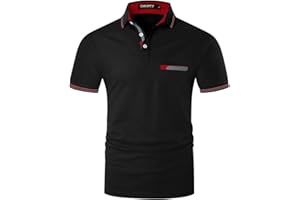 GNRSPTY Men's Short Sleeve Polo Shirts Classic Contrast Color Thread Slim Fit Cotton Golf Tennis T-Shirt