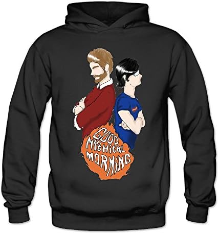 Utas66 Women's Rhett & Link Good Mythical Morning Hooded Sweatshirt - Black -