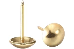 sourcing map Clou Tapissier Clou Ameublement Clou Meuble Punaise Pointe Tapissier Tapis Décoration 11mm Diamètre 20mm Hauteur Rond Pouce Doré pour Sofa Dosserets 100 Pcs