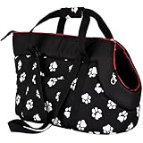 Hobbydog TORCWL3 Tragetasche für Hunde und Katzen, 27 x 25 x 43 cm, schwarz mit Pfoten