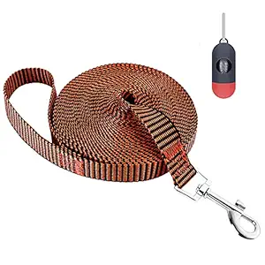 Extra Long Dog Training Leash - 20ft 30ft 50ft 100ft, Obedience Recall Training Agility Lead for Small Medium Large Dogs, Long Line Rope for Puppy (30ft, Black & Orange)