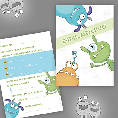 10 Einladungen zum Kindergeburtstag "MONSTERPARTY!!" / Gruselparty