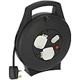 Brennenstuhl Vario Line cable box, 2-way plus USB charger / 10m mini cable reel for indoor use with 2x BS sockets and 2x USB charging units, Made in Germany