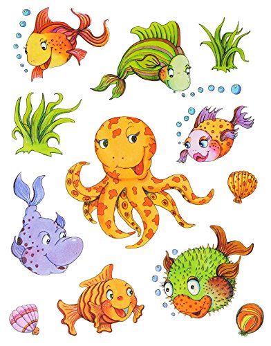 1 Bogen: Fensterbild – Fisch – Maritim – Pirat & Fische – Leuchtturm Seepferdchen – Piratenschiff – Sticker Fenstersticker / z.B. für Fenster und Spiegel – statisch haftend – Aufkleber selbstklebend wiederverwendbar – Fensterfolie Fensterdeko - 4