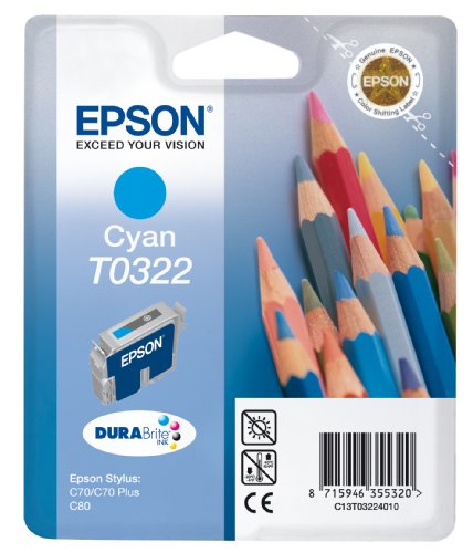 Epson T0322 Cartouche d'encre d'origine Pigment Cyan pour Stylus C70 C80