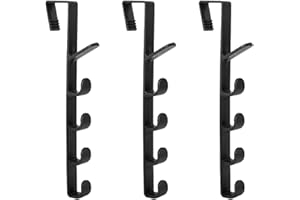 SLEEKEE 3 ganci per porta, ganci per porta, senza fori, ripiani per porta, porta asciugamani, adatti per appendere asciugamani e vestiti (nero)