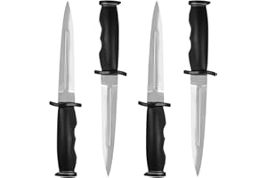 Nizirioo 4 Pièces Couteau d'Entraînement d'Arts Martiaux en Caoutchouc - 25 cm Faux Couteau de Blague (Argent)