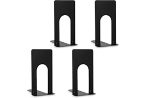 Anhow Metalowa Podpórka na Książki, 2 Para Antypoślizgowe Podpórki na Książki Dekoracyjne Stopery do Książek Wzornictwo na Biurko, do Jako Dekoracji Domu, Prezent dla Studentów - Czarny