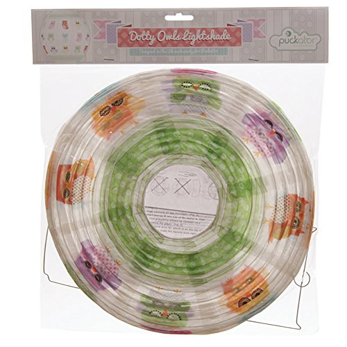 Papier-Lampenschirm – Kinderlampe mit Eulen-Dekor ca. 30cm Durchmesser - 3
