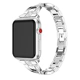 KZKR Schmuckband für Apple Watch Serie 3 & 2 & 1 38mm / 42mm Alle Edition, Frauen Einstellbare Mode Edelstahl Kristall Diamant Ersatz Armband Zubehör Bands (42 MM-Splitter)