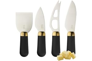 TAYLORS EYE WITNESS Coltelli Da Formaggio A Vista Di Taylor - Brooklyn Ottone Coltello Da Formaggio A Quattro Pezzi Set Con Lame Antibatteriche In Ceramica Dura E Maniglie Ergonomiche Di Presa Morbida Per Il Comfort.