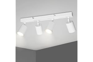 TaFiCo Faretto Soffitto GU10 - Faretti LED Soffitto Orientabili - Lampadario Soffitto Bianco - Faretti da Soffitto con 4 Luci - Lampadina Non Inclusa