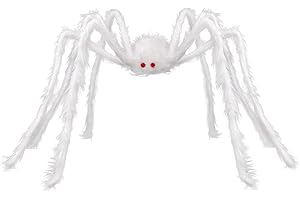CTForest Przerażające pająki 150 cm, dekoracja na Halloween, pająk na Halloween, włochaty pająk, nadaje się do dekoracji imprez Halloween (kolor biały)