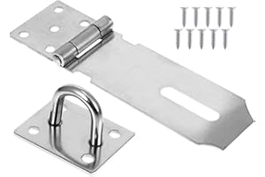 Cretty-Meet Heavy Duty Stainless Steel Door Padlock Hasp and Staple with Screws Door Clasp Gate Lock Shed Latch Padlock Staple for Doors, Cabinets, Windows - 4 Inch