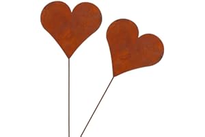 MACOSA HOME MACOSA CP44193 Gartenstecker Herz 2er Set Rost 35 cm Rostig Echtrost Beetstecker Garten-Dekoration Figur Dekofigur Edelrost Gartendeko Blumenstecker
