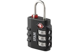 IFAM Candado TSA de Combinación TrypLock 35, Color Negro, Máxima Seguridad, Suavidad de Rodillos, Con Clave y Más de 1.000 Combinaciones, Ideal Maletas, Bolsas, Maletines y Equipajes