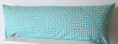 Body pillow cover- Turquoise - Greek Key - Geometric - 20x54 - Body Pillow Case