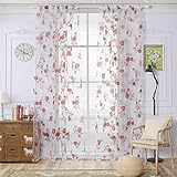 🌺 Design: Der sanfte und elegante Druck mit weißen weichen Vorhängen wirkt außerordentlich elegant und schön unter der Brise. Die Gardine hat schönes Muster. Mit den Gardinen wird jeder Raum stilvoll und unkompliziert verschönert.